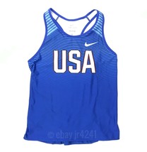 Nike Women&#39;s M Team USA Digital Race Day Tight Tank Track and Field Blue... - $48.75