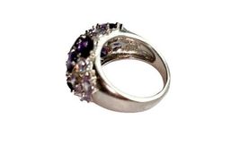 Clear Purple Crystal Women Silver Tone Cocktail Statement Ring Sz 7 ATI BR image 6