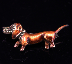 Vintage dog brooch /  Marcasite Dachshund / Alice Caviness / dog pin / H... - $125.00
