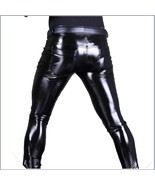 Custom Men&#39;s BLACK Skin Tight &quot;Wet Look&quot; Zip Up Stretch Faux Latex Leath... - $98.95