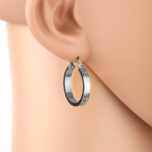 Trendy Silver Tone Screw Like Design Hoop Earrings    - $24.99