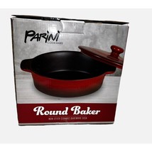 Parini Red Ceramic 8&quot; Round Baker W/ Lid Non-Stick Bakeware Dish NIB - $26.17