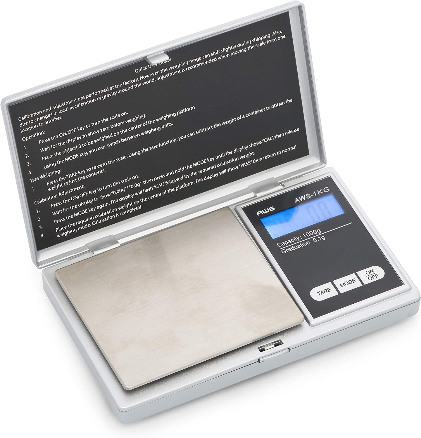 SC Series Precision Digital Kitchen Weight Scale, Food Measuring Scale, 2kg  x 0.1g (Silver), AMW-SC-2KG - American WEIGH Scale