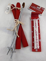 Wooden Skis & Sled Christmas Ornament 6.5" -8" New With Tags - $9.00