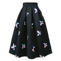 Women Black Winter Wool Pleated Skirt High Waisted Midi Pleated Skirt Plus Size image 2