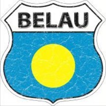 Belau Flag Highway Shield Novelty Metal Magnet HSM-185 - $14.95