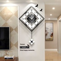3D Living Room Minimalist Swing Wall Clock Nordic square - $85.24+