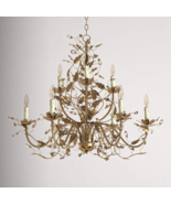 NEW Horchow Currey Co Style Crystal Bud French Gold Leaf Candle Chandeli... - $1,088.02