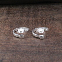 Ethnisch Echtes Silber Zehen Ringe Indische Handarbeit Bichia Paar Fuß Ring - $23.89