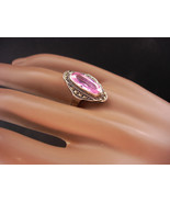 Vintage Sterling art Deco Ring / Pink topaz / Sterling marcasite pink ic... - $115.00