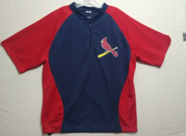 MLB St. Louis Cardinals Mens Quarter Zip Baseball Jersey T-Shirt Jacket XL - $21.99