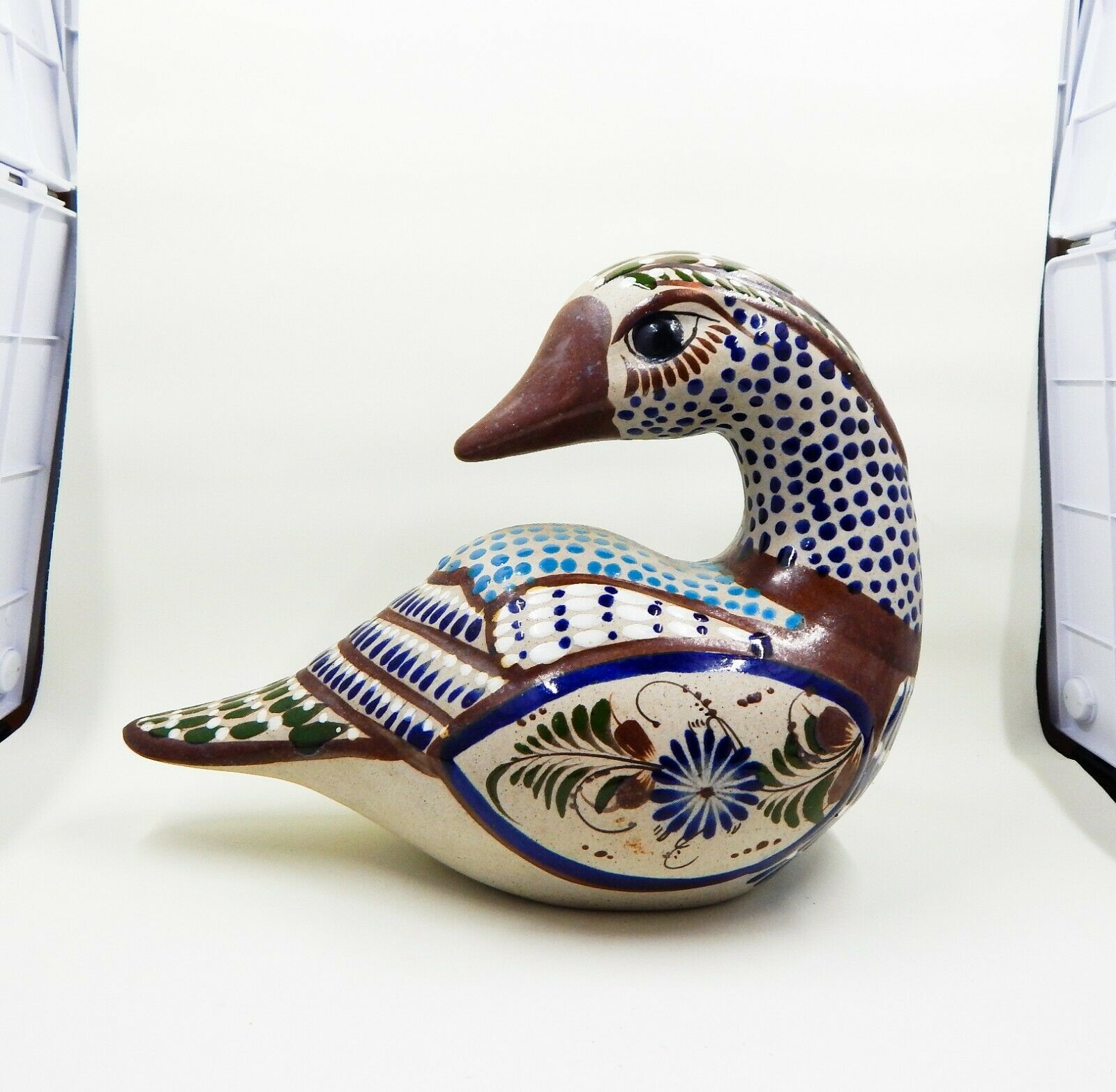 Handpainted Mini Ceramic Duck Flower Pot from Guatemala