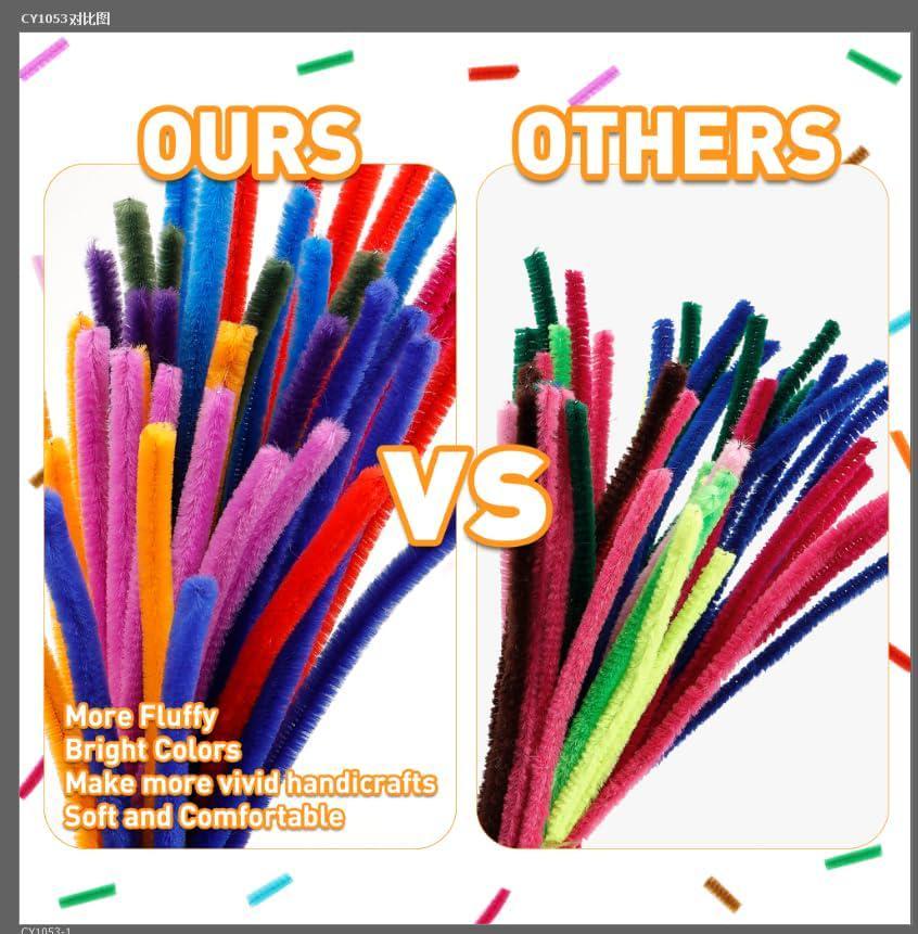 3000 Pcs Pipe Cleaners Craft Supplies Solid Color 6 Mm X 12 Inch Chenille  Stems
