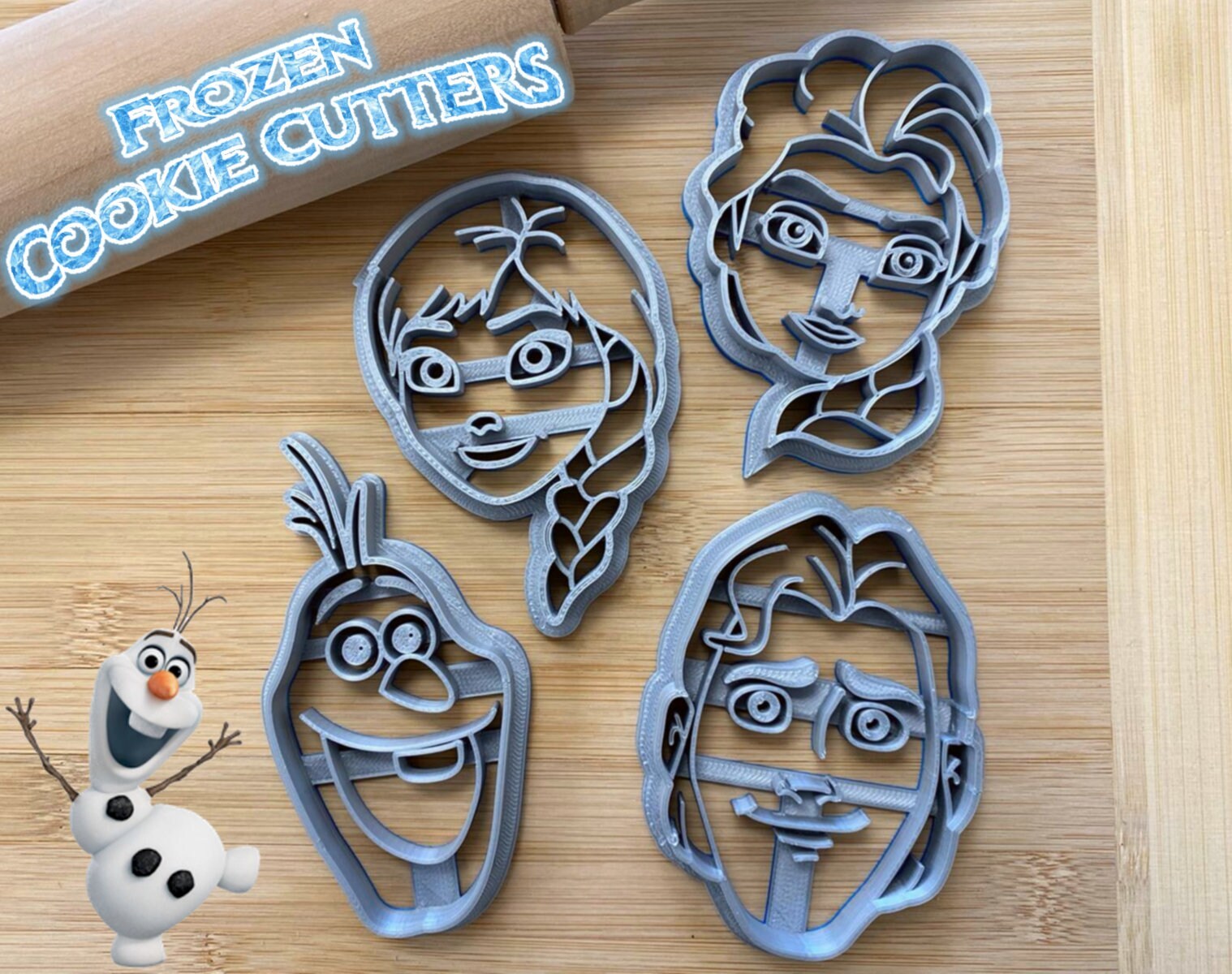 frozen set of 4 cookie cutters | olaf | anna | elsa | hans | disney princess kid