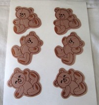 Teddy Bear Stickers Six Soft Satin Hallmark Vintage 1980s GUC On Backing - $35.00