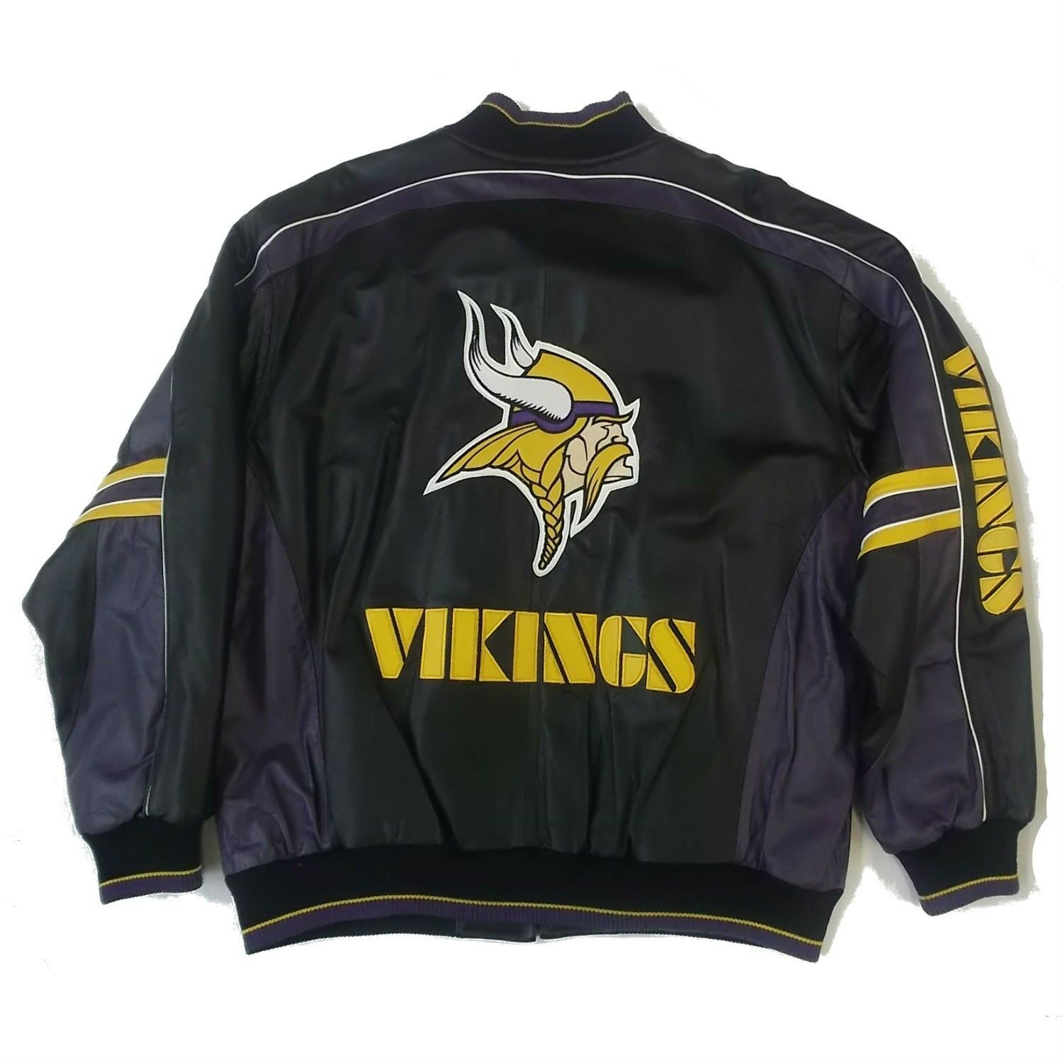 NFL Minnesota Vikings Design 6 Logo Black And Brown Leather Jacket