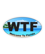 WTF Welcome to Florida Oval Bumper Sticker or Helmet Sticker Beach D7168 - $1.39