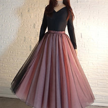 Women Black Pink Long Tutu Skirt Outfit High Waist Tulle Party Skirt Plus Size
