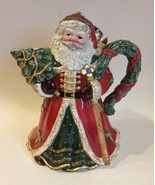 Santa Claus Porcelain Pitcher Christmas Tree Presents Red Green Vintage ... - $49.00