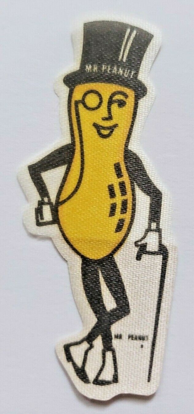 8 Vintage Planter's Mr. Peanut Cloth Premium Prize Stickers 1955 Unused NOS
