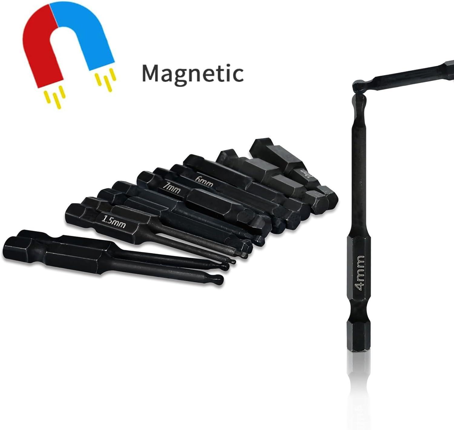MulWark 20PC Magnetic Hex Drill Bit Set Metric and Standard, 1/4