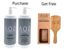AOB Hydrate and Repair Shampoo Conditioner DUO w Free Bamboo Paddle Brush