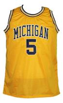 Jalen Rose #5 Custom College Basketball Jersey New Sewn Yellow Any Size image 4