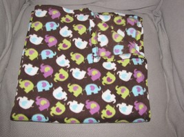 Baby Starters Brown Purple Blue Lime Green White Fleece Elephant Blanket Nwot - $34.05