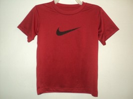 Nike Dri Fit Tee Shirt, Boy's Size 6, Red, Short Sleeves, Black Swoosh - $8.20