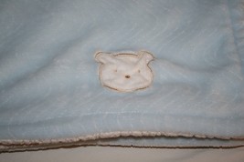Mini Muffin Boy Teddy Bear Baby Blanket Soft Blue Minky Wave Ivory Sherpa Fleece - $13.55