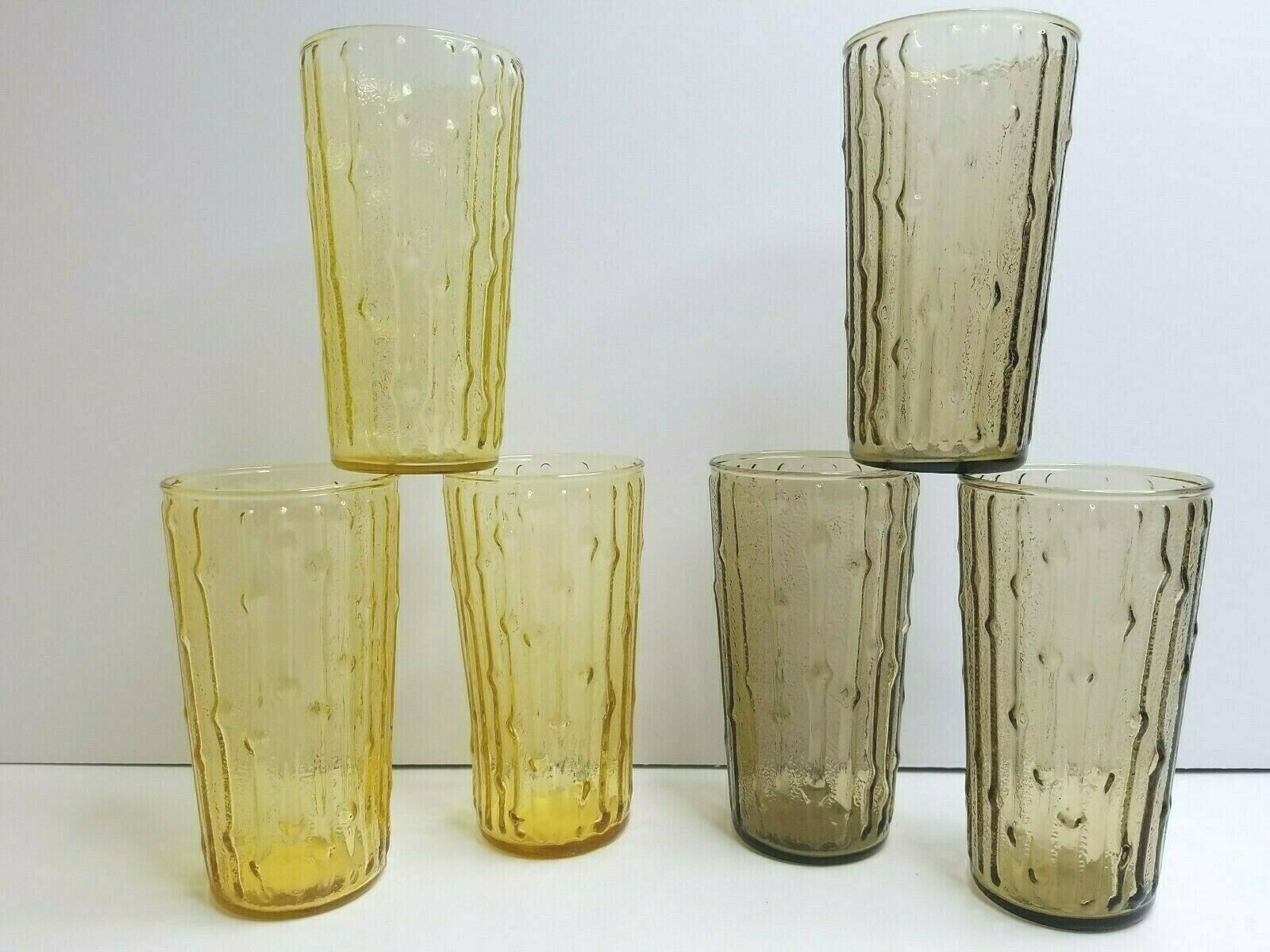 Vintage Anchor Hocking Tahiti Bamboo Avocado Green Tumblers - Ruby