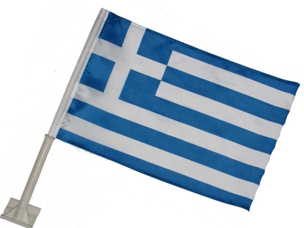 K's Novelties Set of 2 Greece Country Car Window Vehicle 12x18 12"x18" Flag Weather Stations