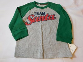 Carter's Baby Boy's Long Sleeve T Shirt Grey Heather "Team Santa" Size 12 NWT - $12.86