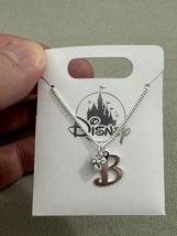 Disney Parks Mickey Mouse Faux Gem Letter B Silver Color Necklace NEW image 1