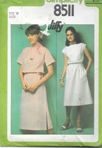 Vintage Simplicity #8511&#39; Jiffy Pullover Dress w/Bateau Neck - Size 10 U... - $9.90