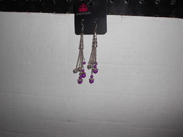 Paparazzi Earrings (New) Silver Dangles W/PURPLE & Silver Beads - $5.15