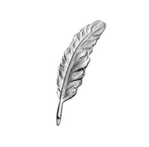 QUILL / FEATHER - PEWTER BROOCH - $9.80