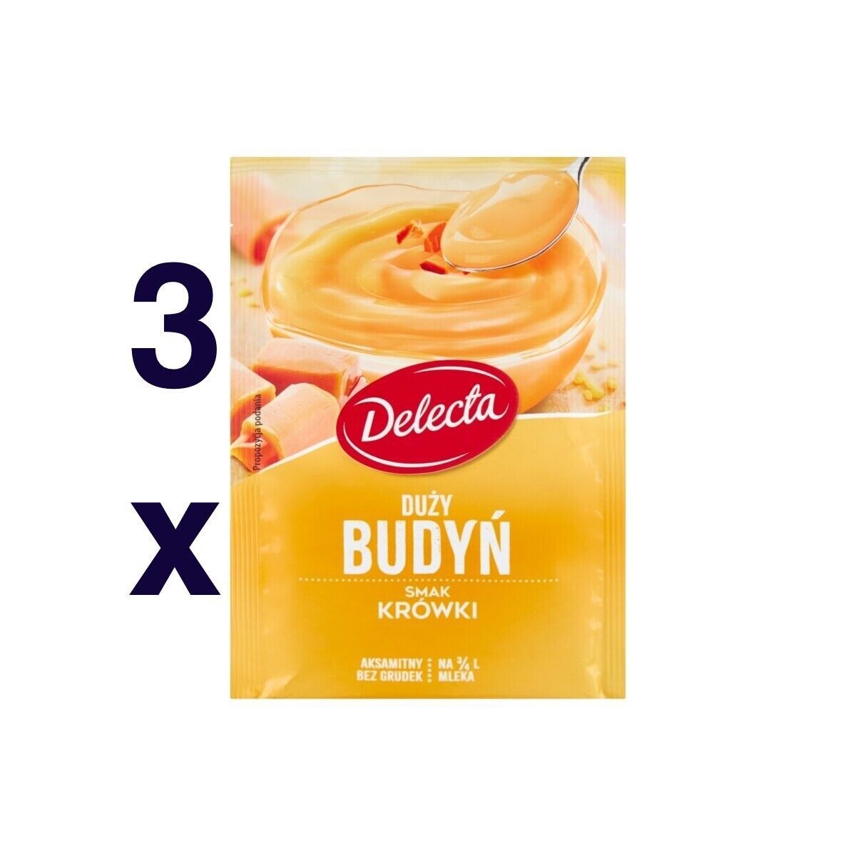 Primary image for DELECTA Budyn Family Size Pudding KROWKA Milk fudge flavor 3pc- FREE SHIPPING