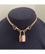 New Louis Vuitton Gold-Tone Lock with 16&quot; Box Link Chain Choker Necklace - $89.00