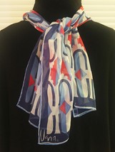 Vintage 60s Vera Neumann "Verasheer" rectangular scarf (Red, White & Blue)