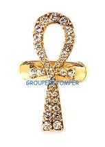 Ankh Spirituel Cristal Strass Bague Avec Bracelet Extensible Positif Puissance - $22.11
