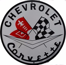 Chevrolet Corvette Logo Round Metal Sign - $19.95
