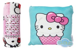 Hello Kitty Sanrio SOFT BLANKET PILLOW BUNDLE SET Cute Silk 40x50 New W ... - $31.55