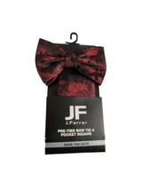 JF J Ferrar Pretied Bowtie Pocket Square Red Black Floral Paisly Bow Tie... - $9.89