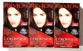 3 Pack Revlon 20 Brown Black Colorsilk Beautiful Hair Color Permanent - $25.99