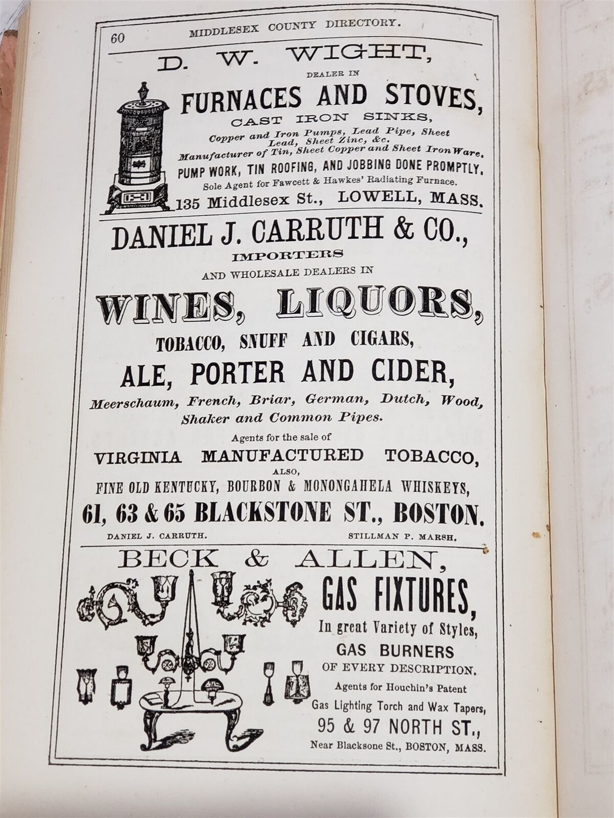 1867 Antique MIDDLESEX Ma County DIRECTORY History Genealogy Ads ...