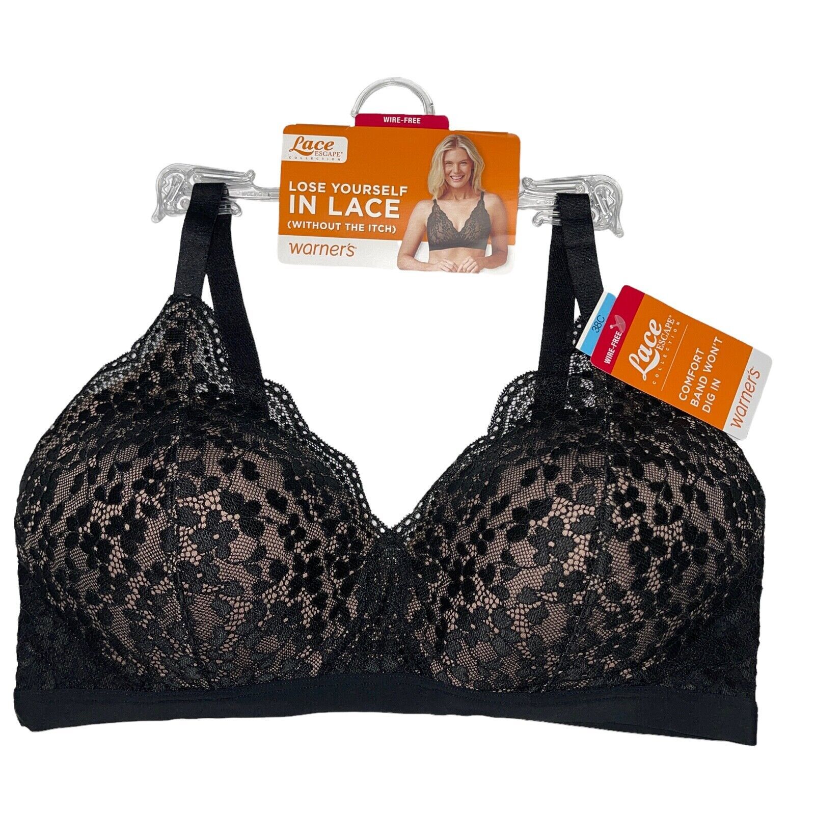 Warner's Bra Wirefree Floral Lace Escape Contour All Day Comfort No
