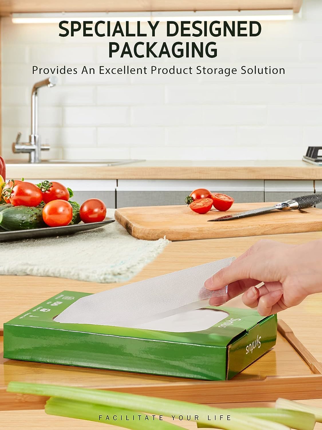 FoodVacBags 8 x 100' Bulk Vacuum Sealer Roll - Convenient Dispenser Box  with Cutter - BPA-Free, Commercial Grade Vacuum Sealer Bag Roll - Ideal for
