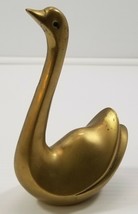 Vintage Leonard Silver MFG Co. Solid Brass Swan Figurine Korea Gold Tone - $5.93