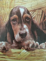 Golden Jigsaw Puzzle Little Charmers Vintage Basset Hound Dogs in Basket 63 Pc - $14.99